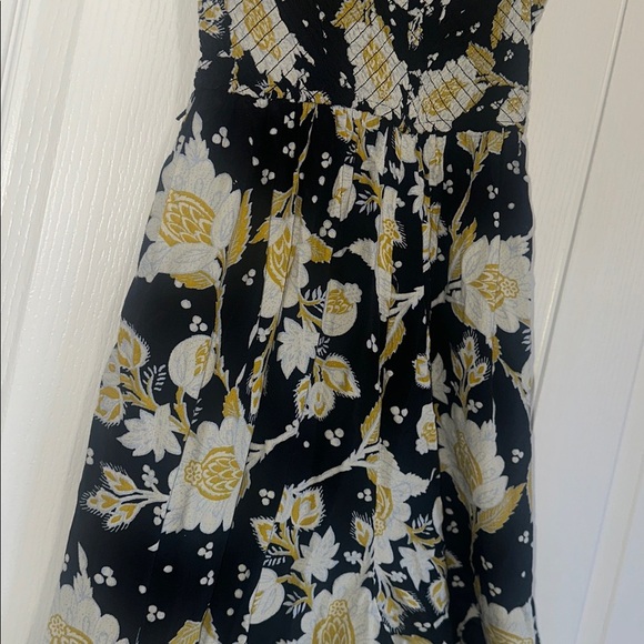 Free People Black Yellow Little of your Love Smocked Floral Jumpsuit size small - Picture 4 of 14